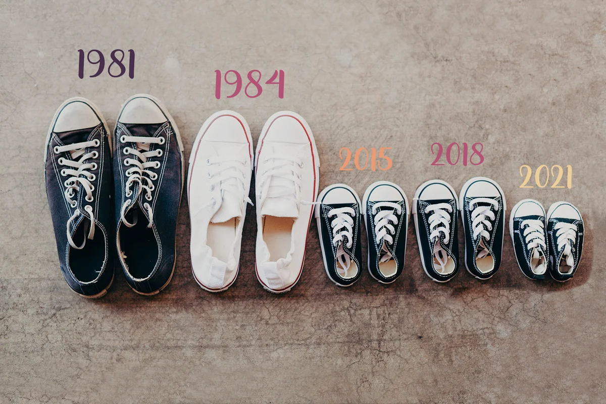 Family's Shoes Lined Up Together