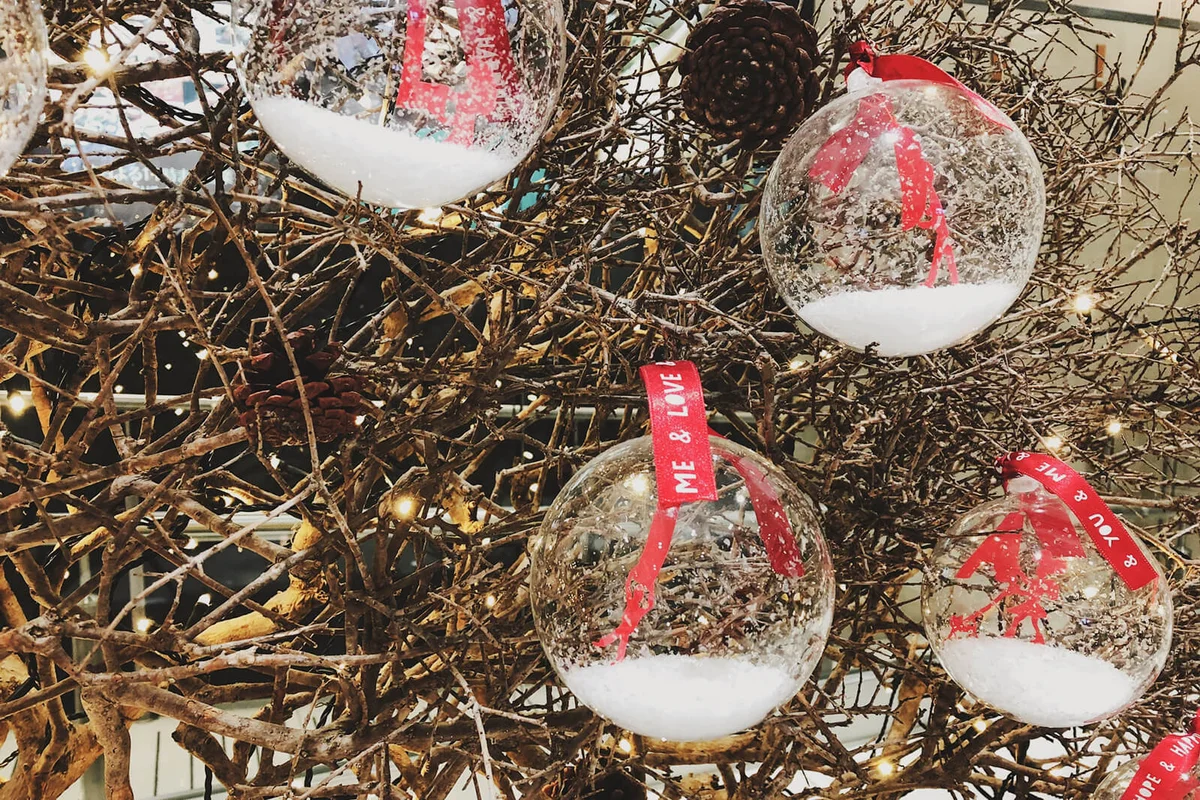 Snow Globes On Bare Tree
