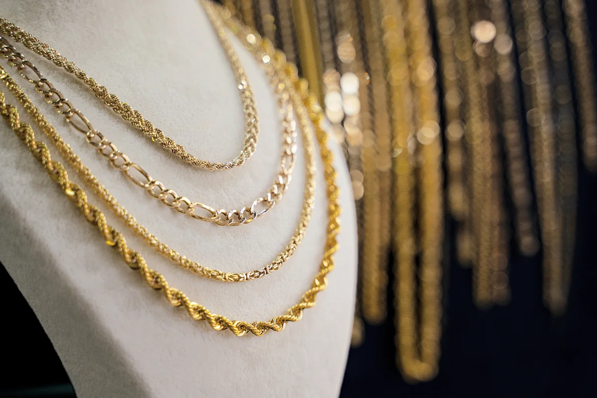 shiny gold chains and necklace jewelry