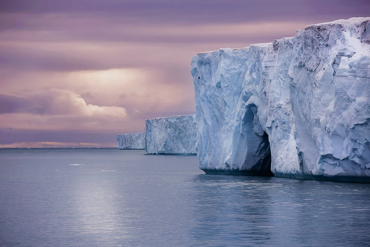 the Austfonna Ice Cap stretches for miles along Nordaustlandet in the Svalbard Archipelago