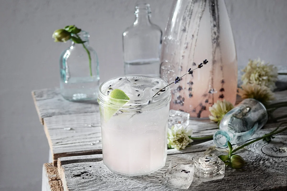 Provence style glass lavender lemonade