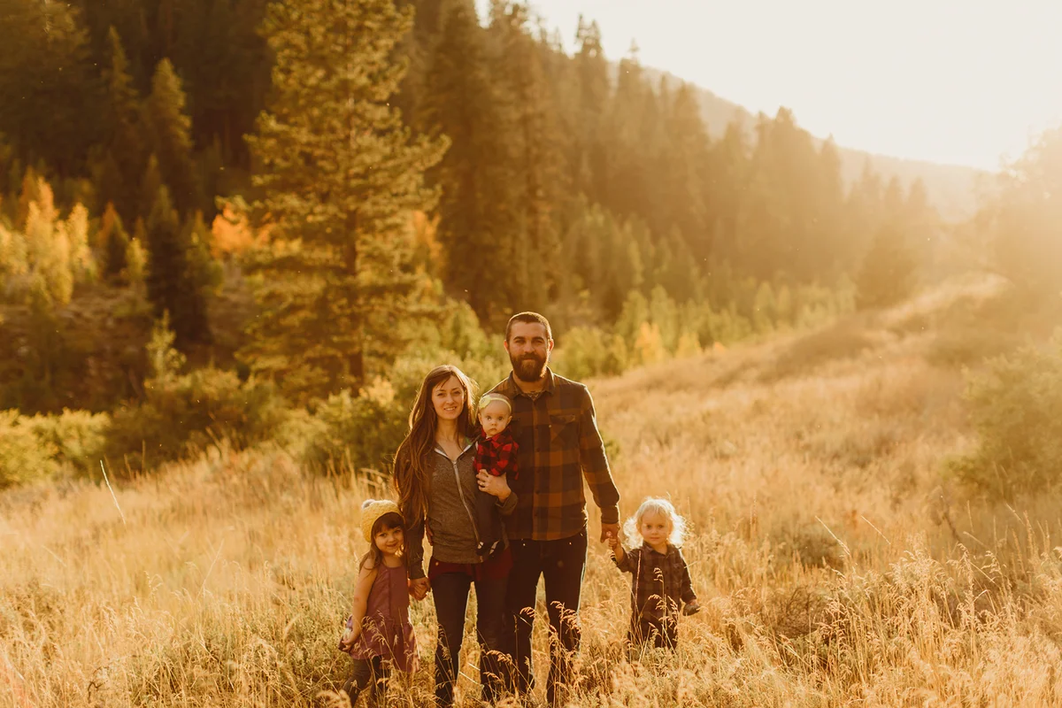 family in rural setting