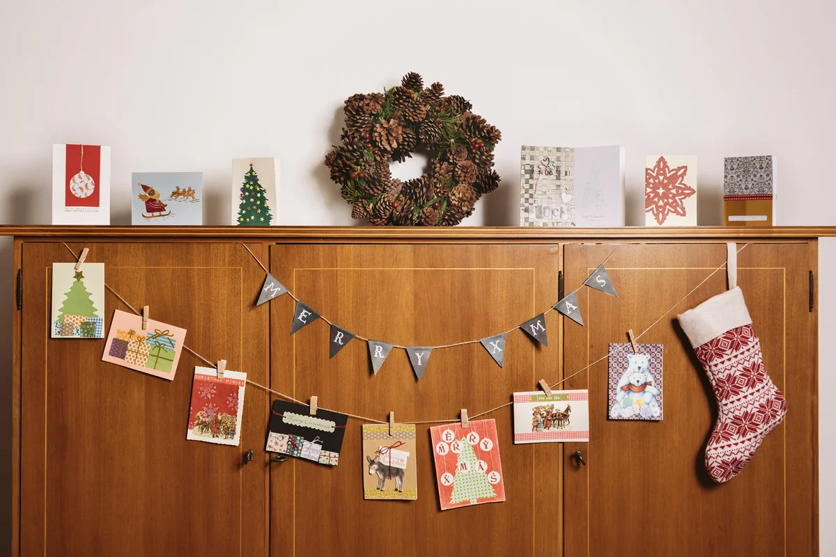Christmas cards in living room
