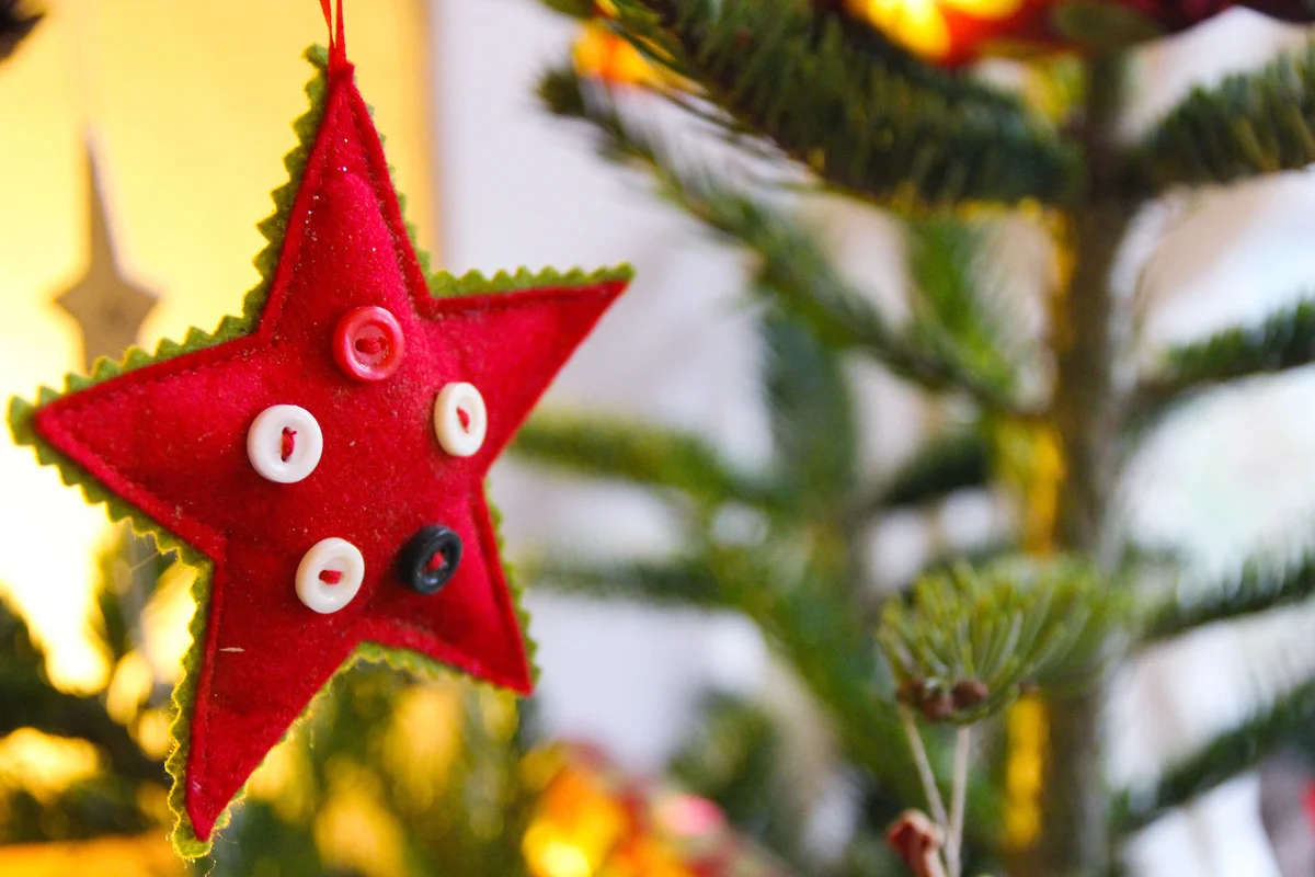 Red felt star Christmas decoration