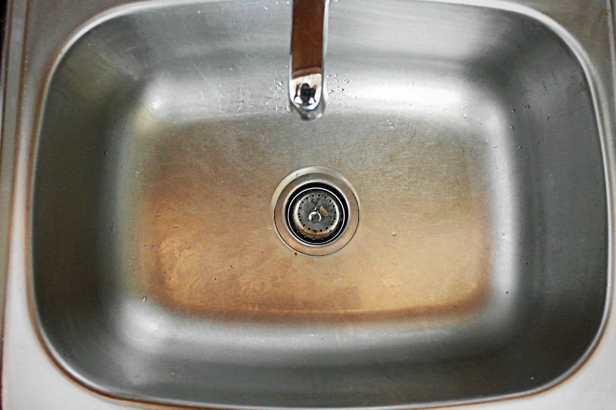 Sink with hard water stains