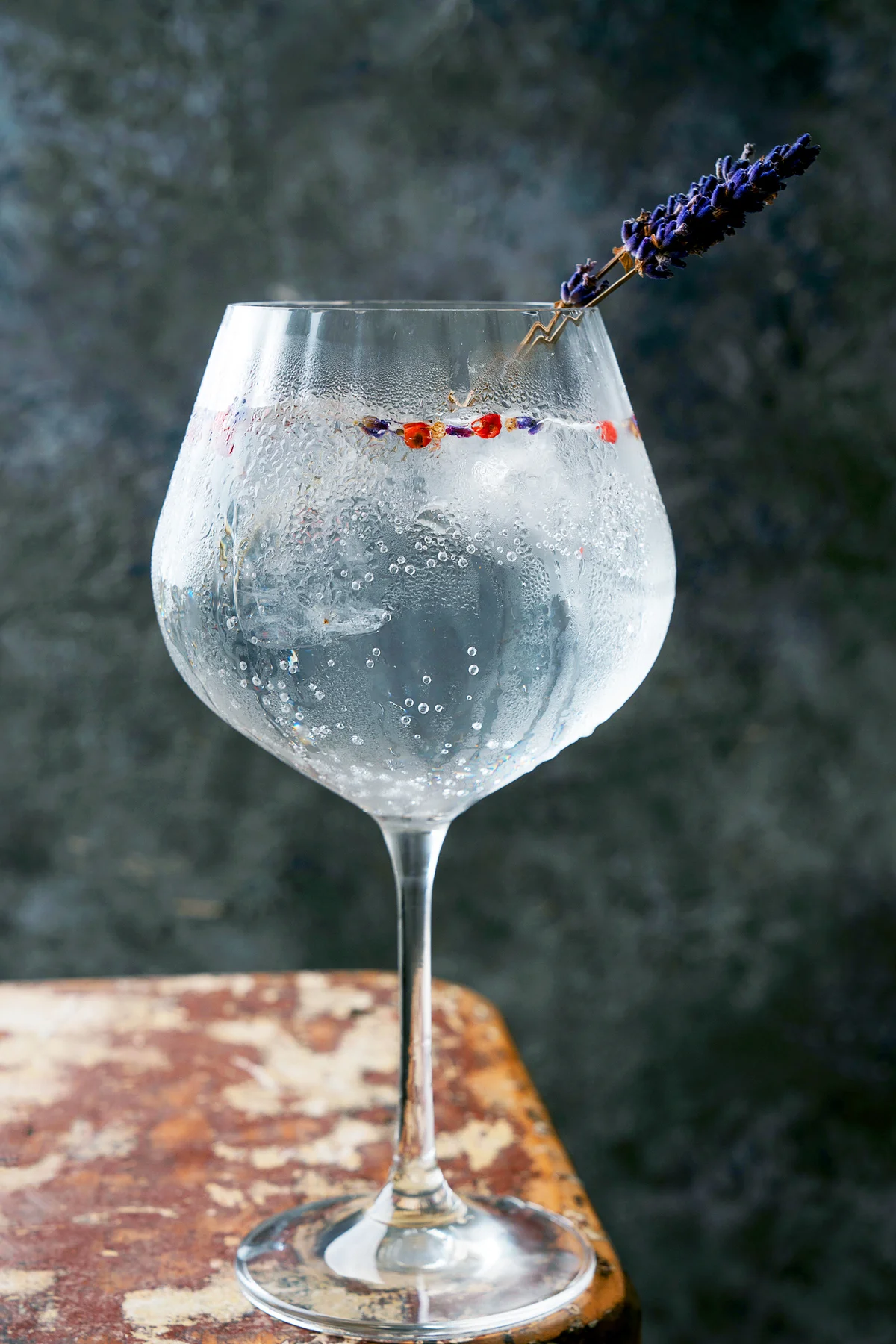 Refreshing Gin and Tonic cocktail served with herbs, species