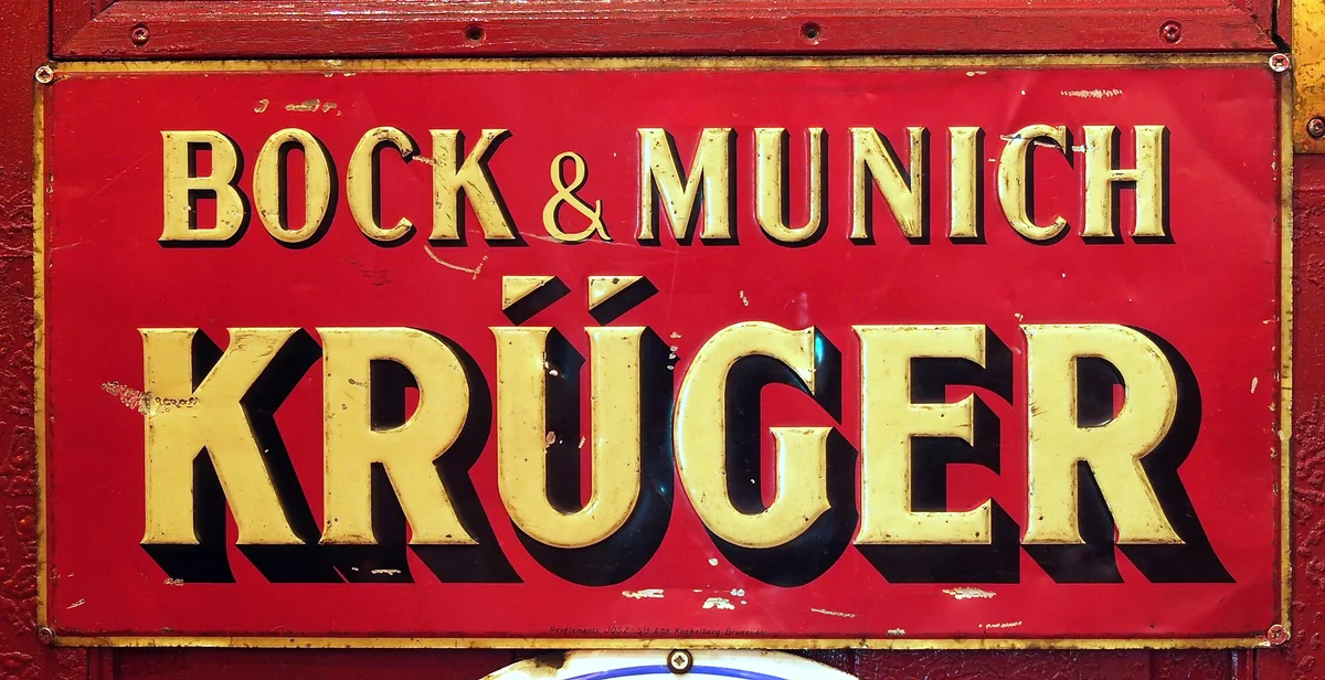 Bock & Munich Krüger, old metal advertising sign