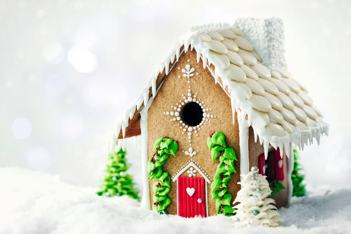 Gingerbread house with christmas decorations