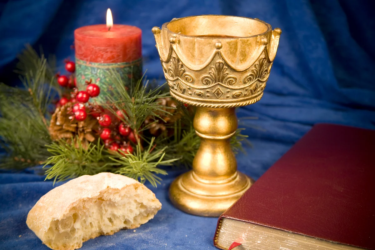 Communion elements with a Christmas theme