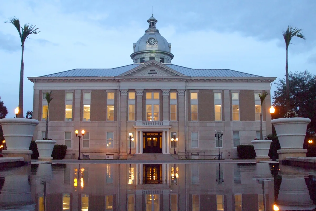 Old Polk County Courthouse Bartow Florida at dusk