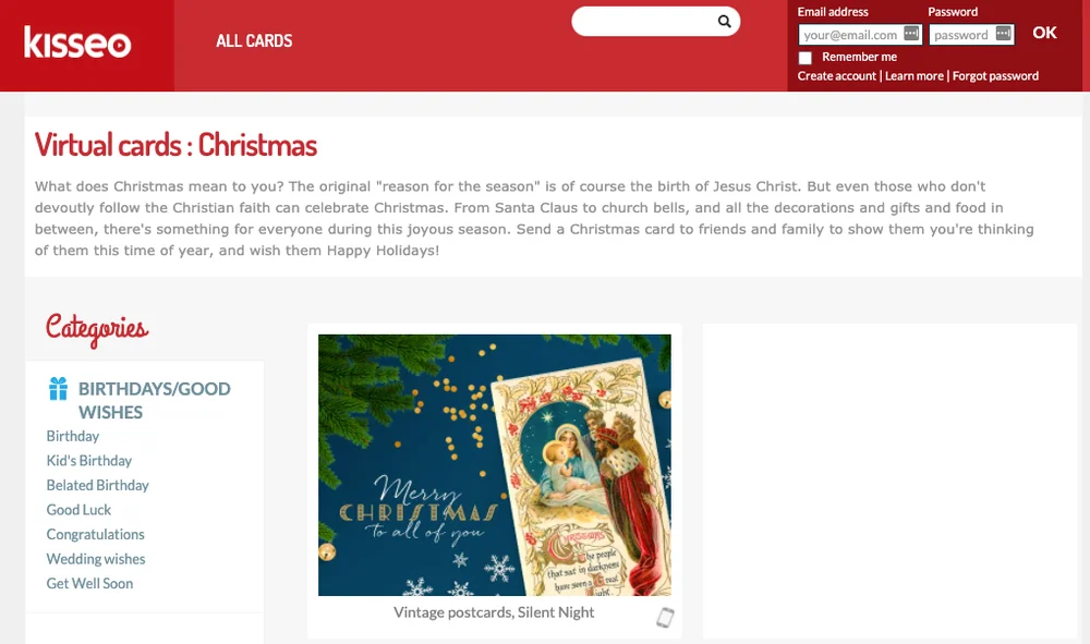 Screenshot of Kisseo website