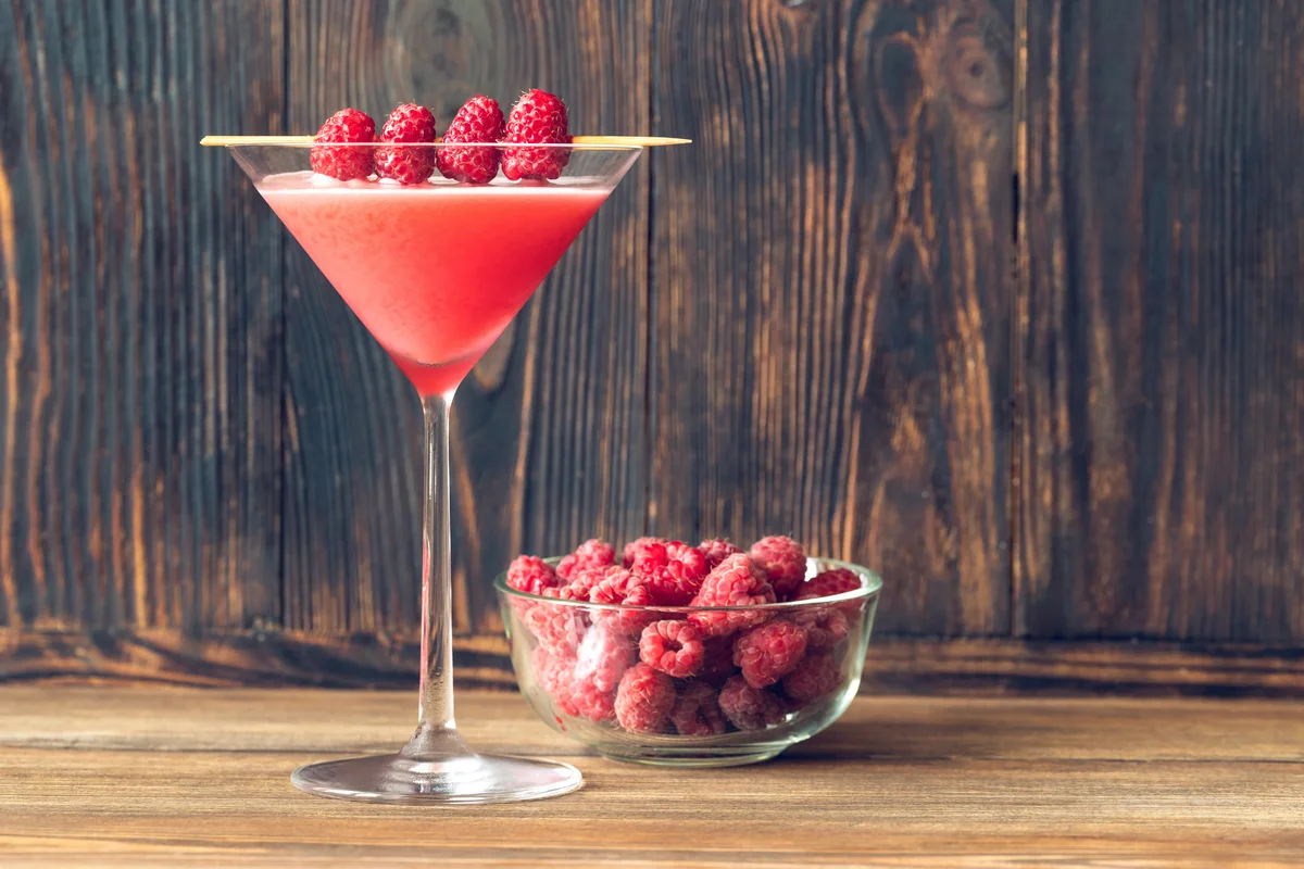 Raspberry Martini on a wooden background