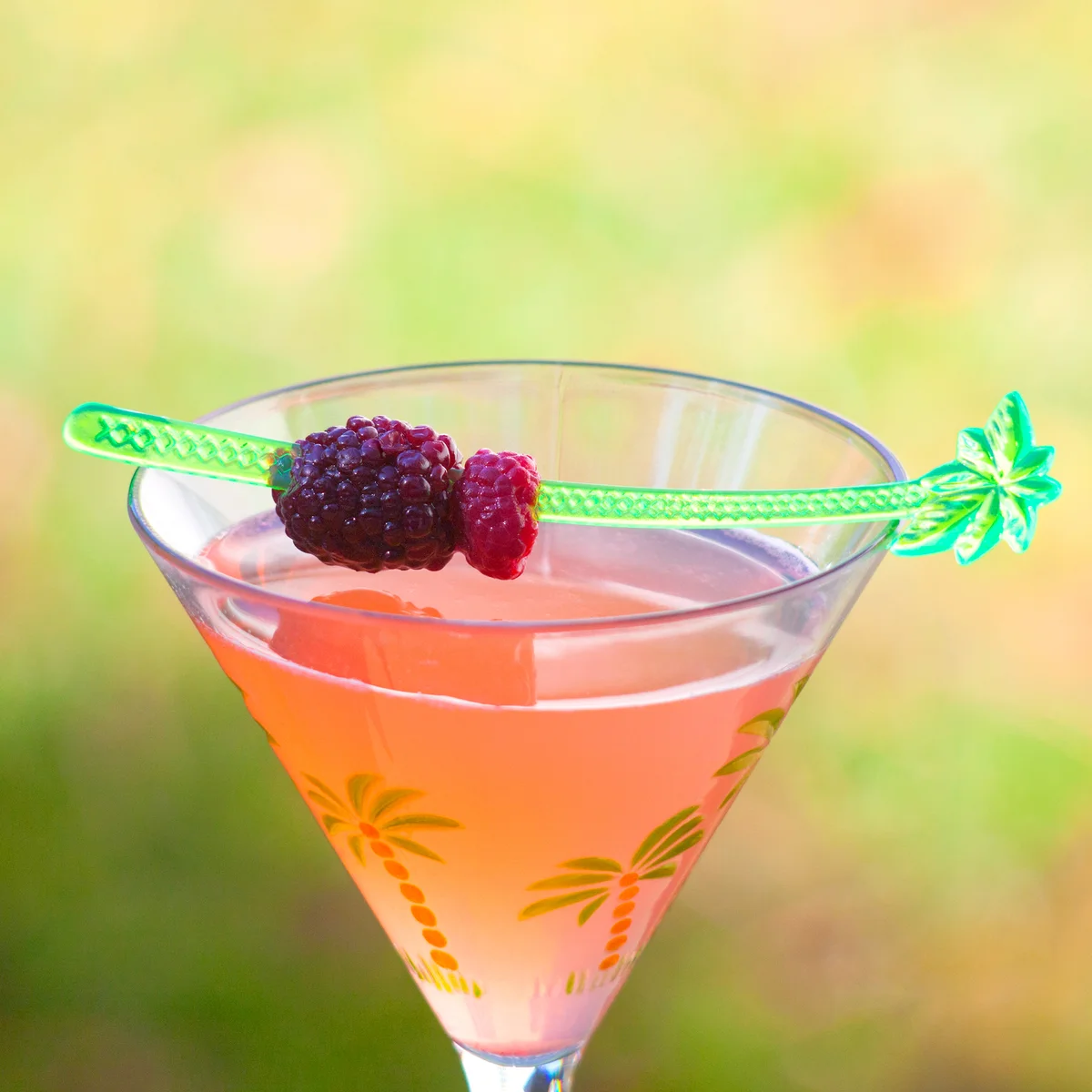 Summer Martini with raspberry and blackberry
