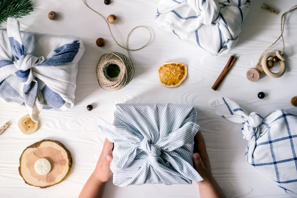 Christmas furoshiki wrapping