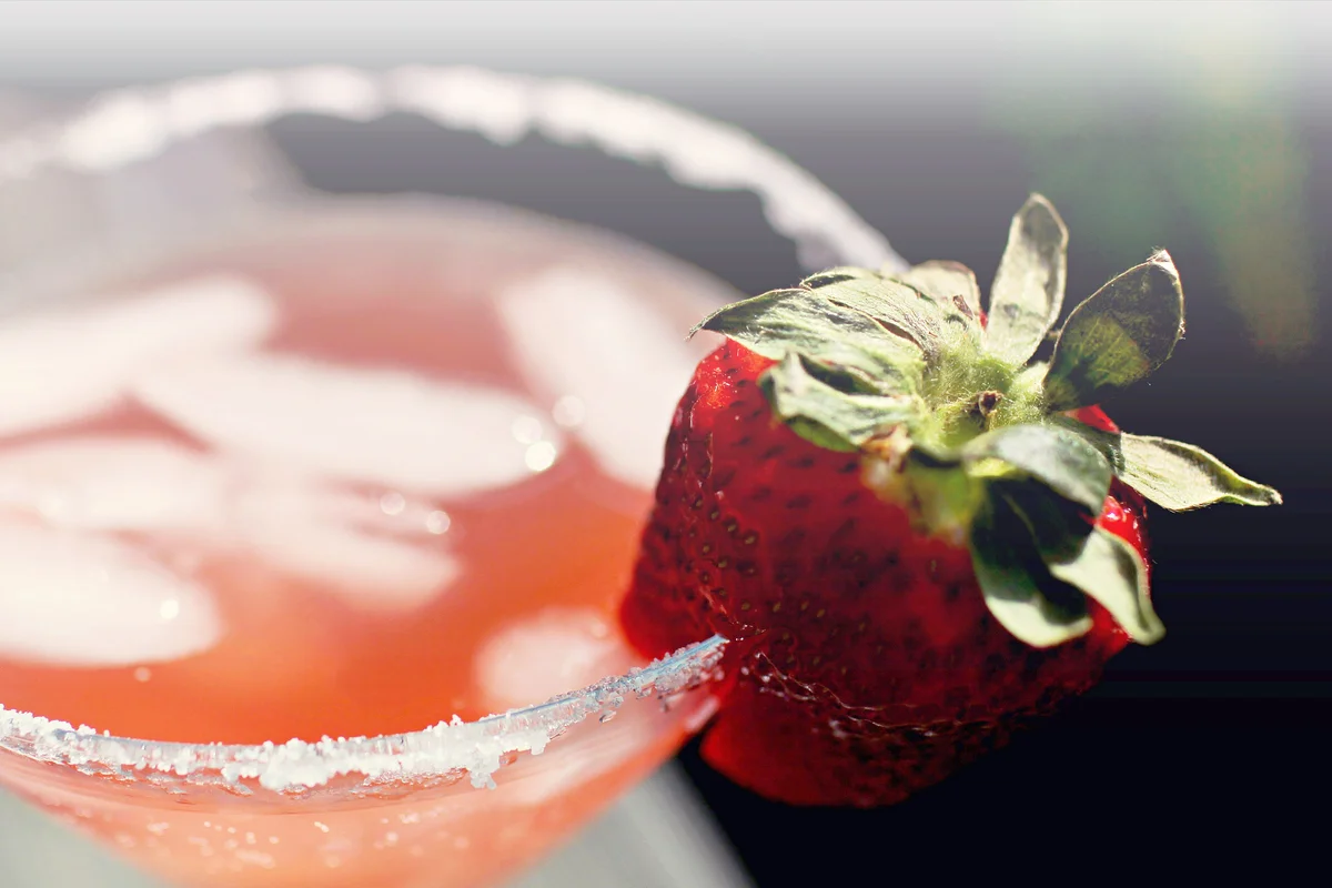Martini time with sugar rim and strawberry