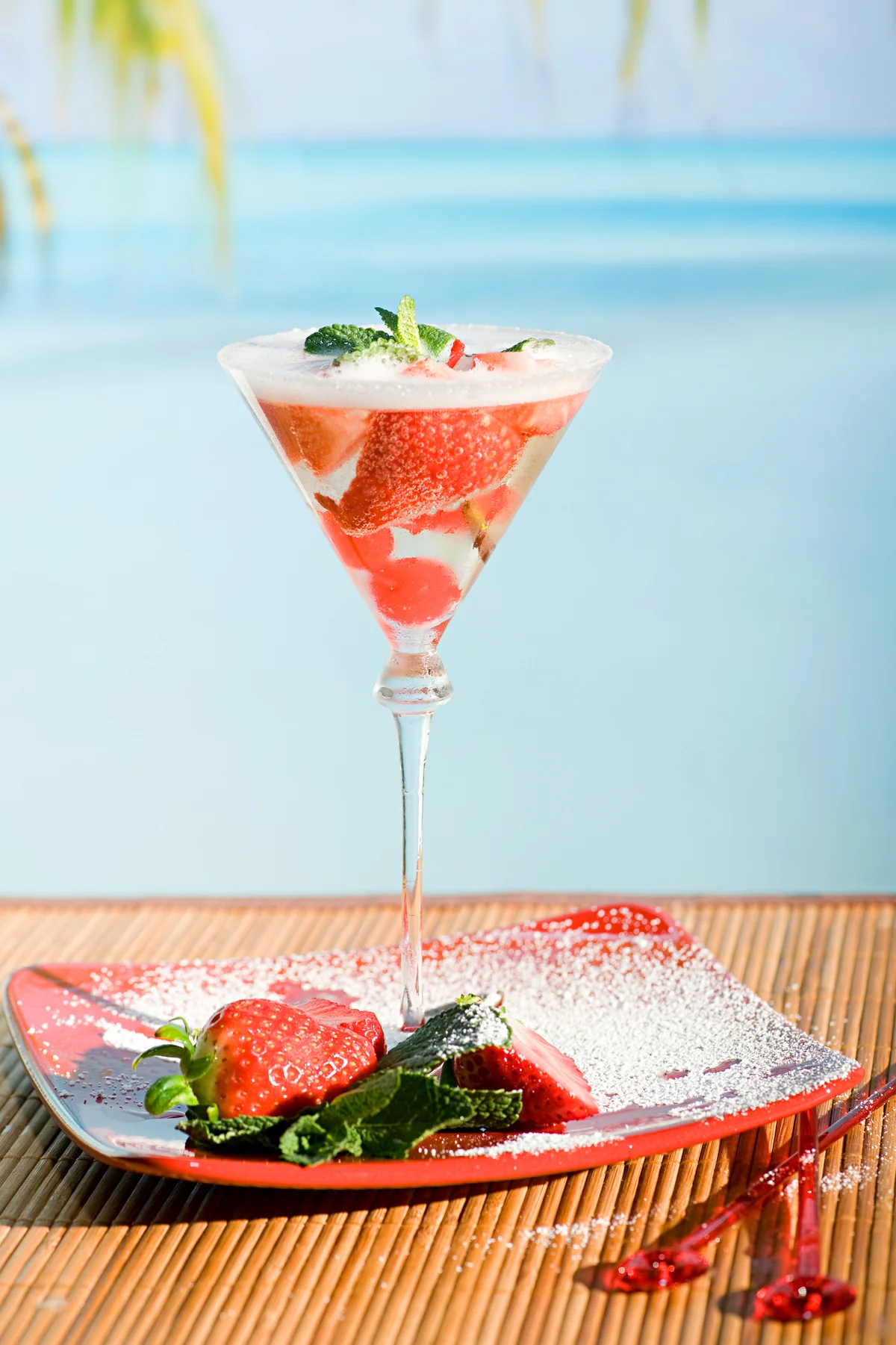 Strawberry champagne cocktail