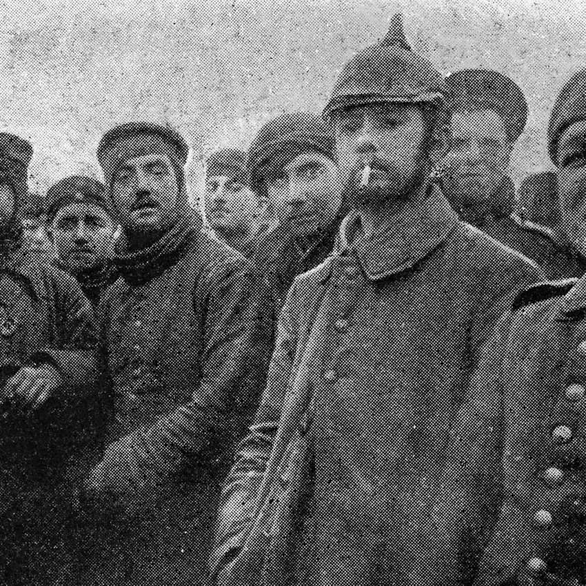 British and German troops make a Christmas and New Year truce in the trenches of the Western Front