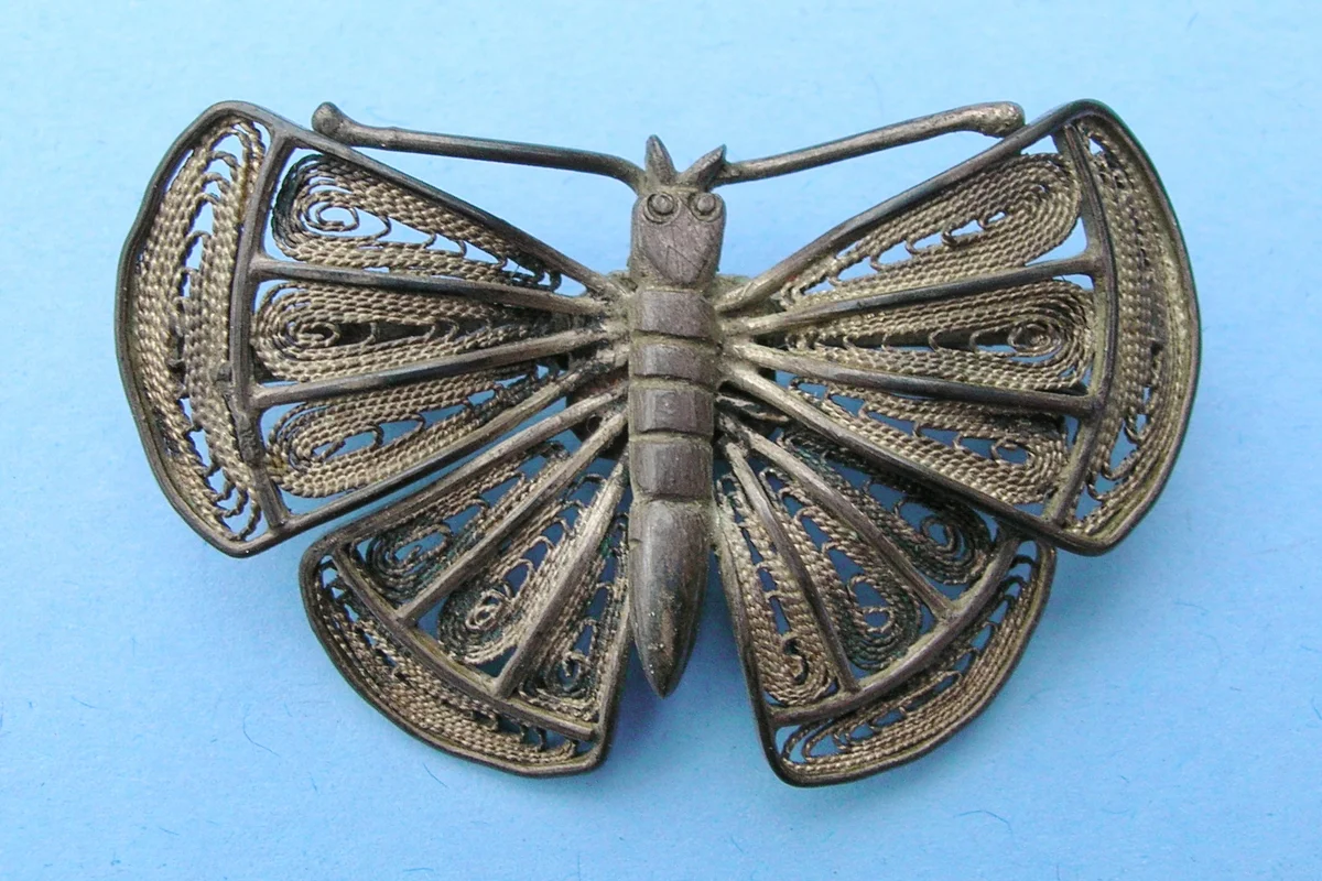 Vintage pewter butterfly brooch