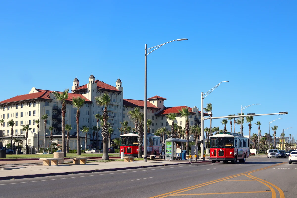 Galvez Hotel and Galveston Island Trolleys