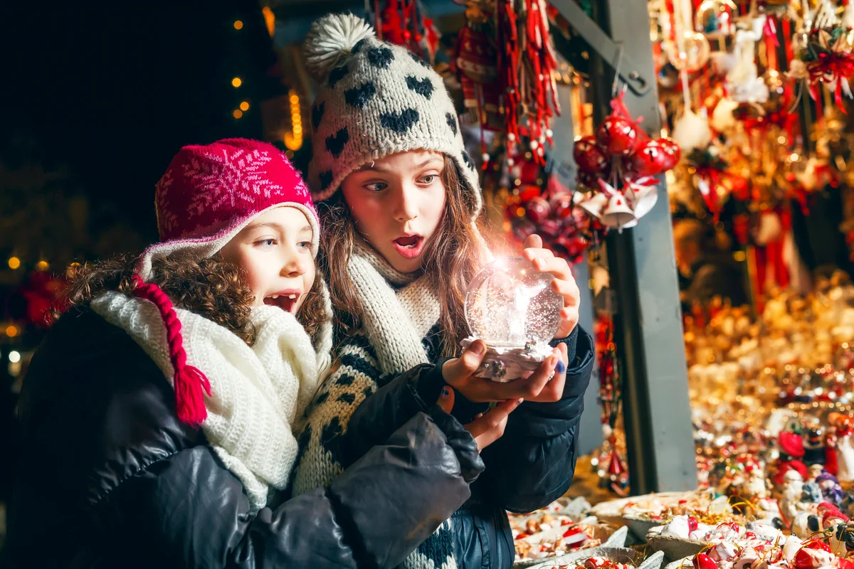 Girls in a christmas market