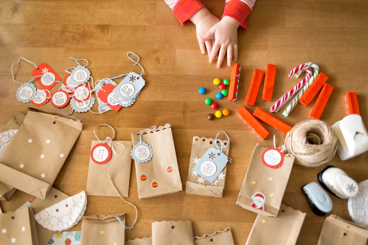 Bags and sweets on the table