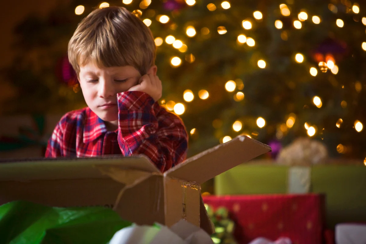 Sad boy at christmas