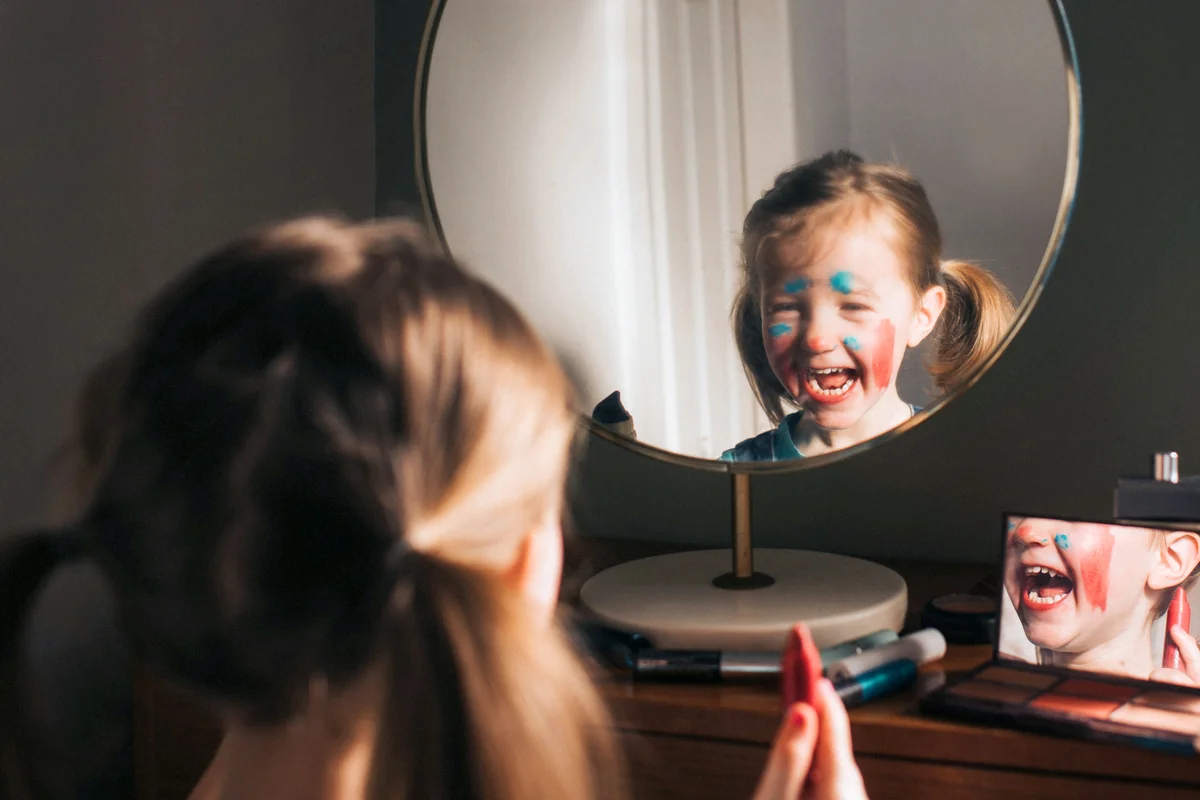 Child playing with Makeup