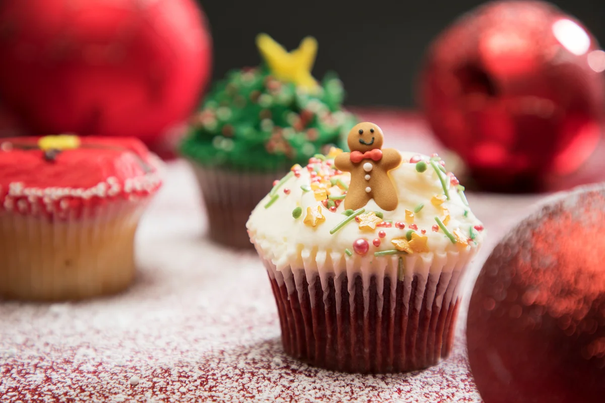 Christmas decorated cupcakes