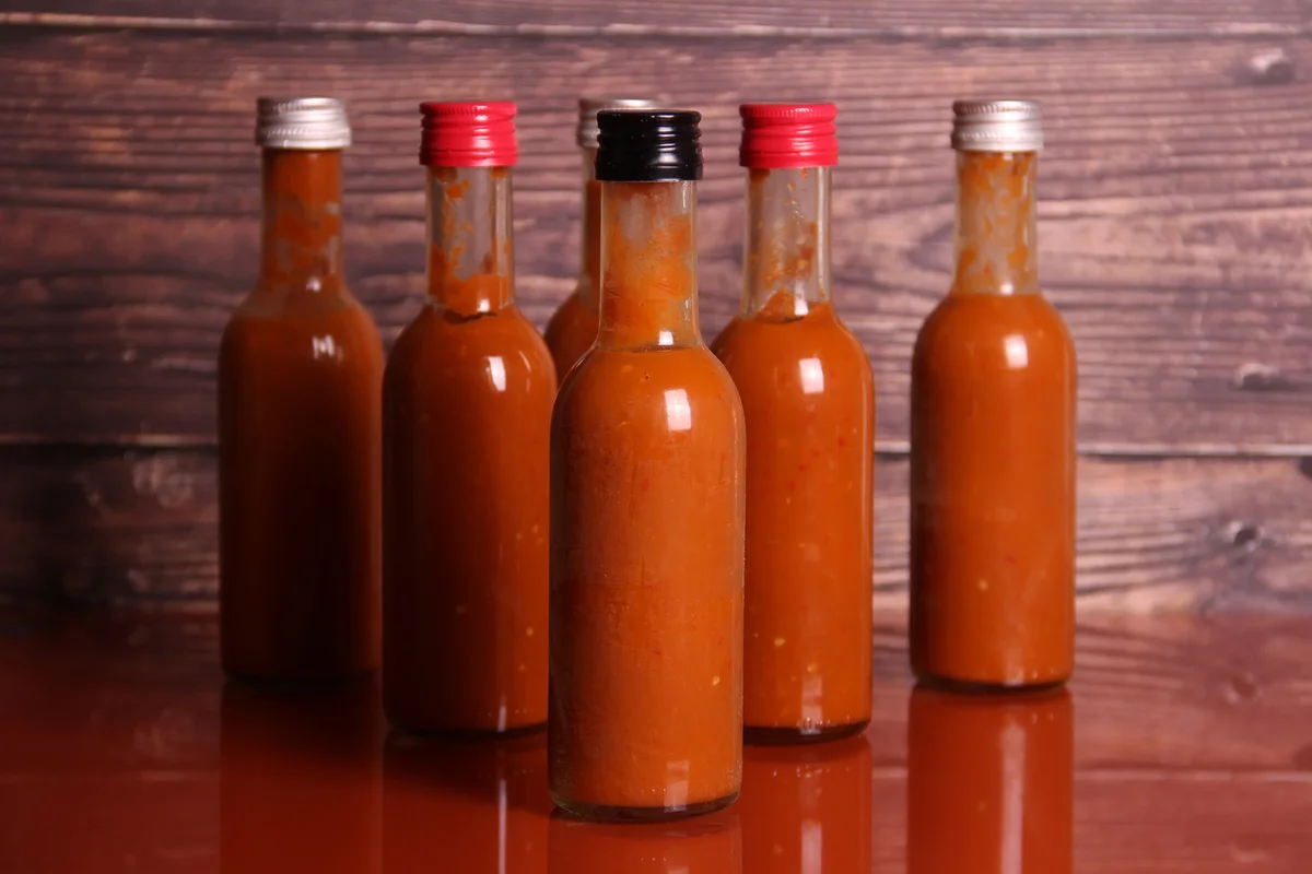 Hot sauce on a table
