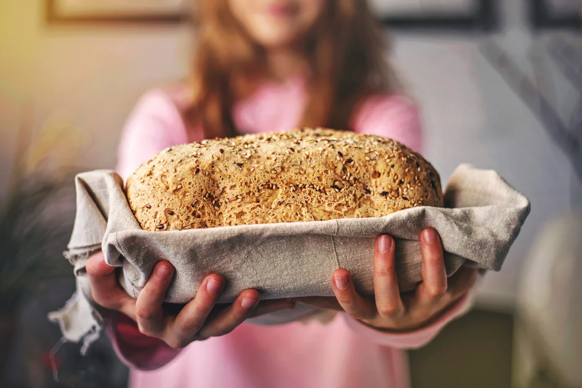 Delicious freshly baked organic seed bread