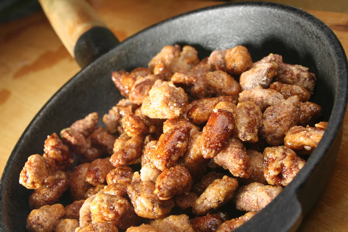 candied Almonds in a pan