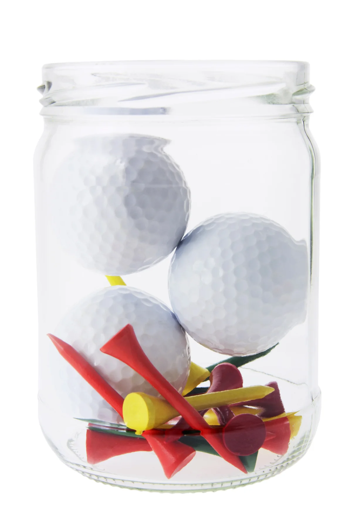 Golf Balls and Tees in Jar