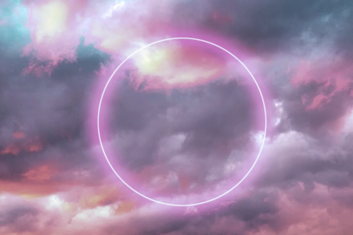neon circle in sky
