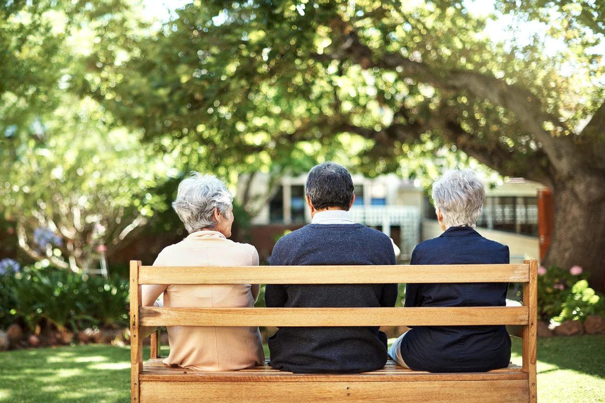 Seniors sitting Peacefully and quitely out in the gardens