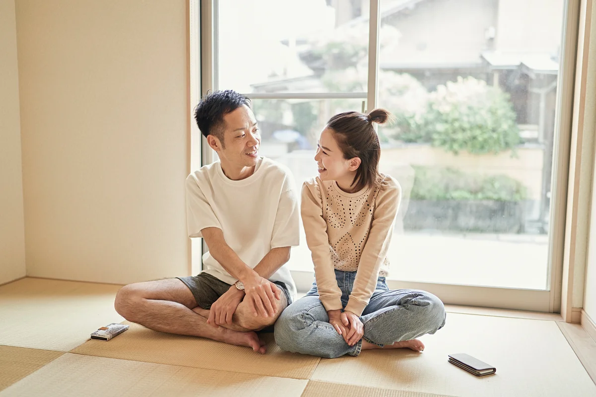 couple relaxing in the Japanese-style room
