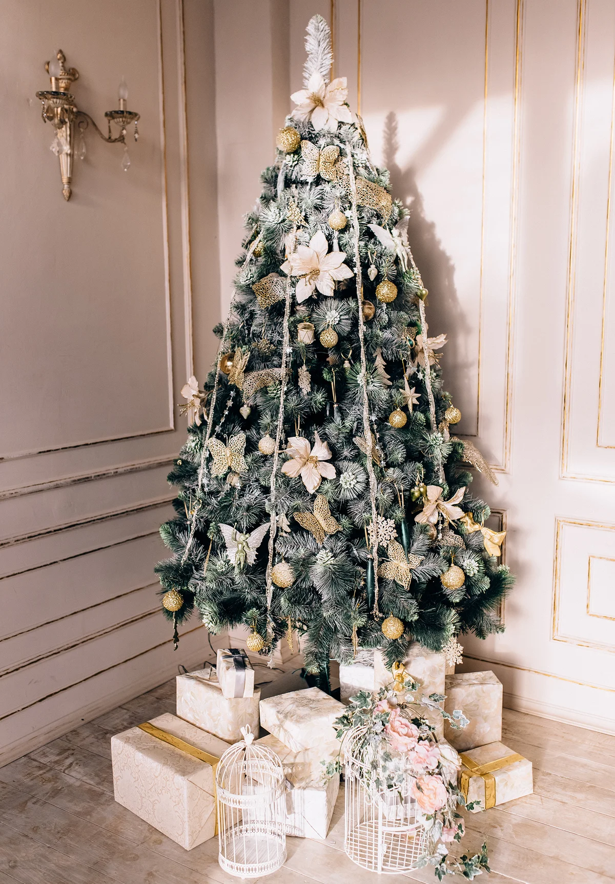Christmas Tree On Floor At Home