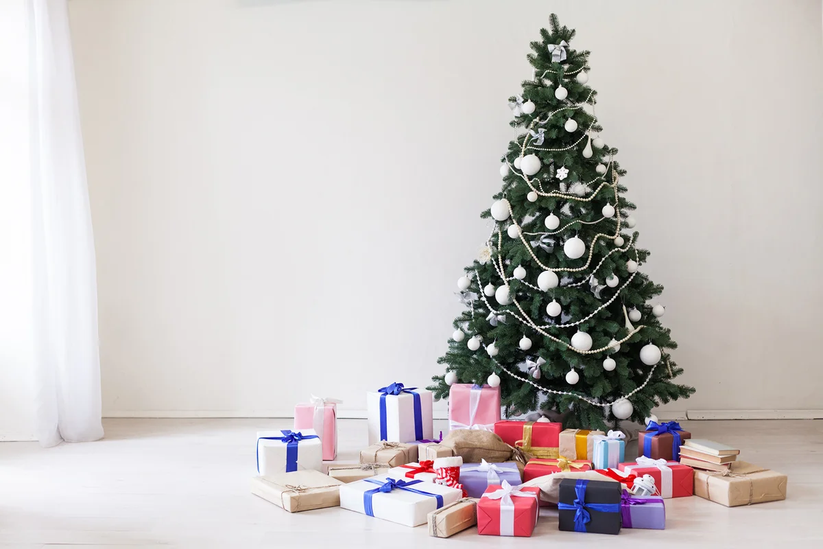 Christmas tree decorated in white