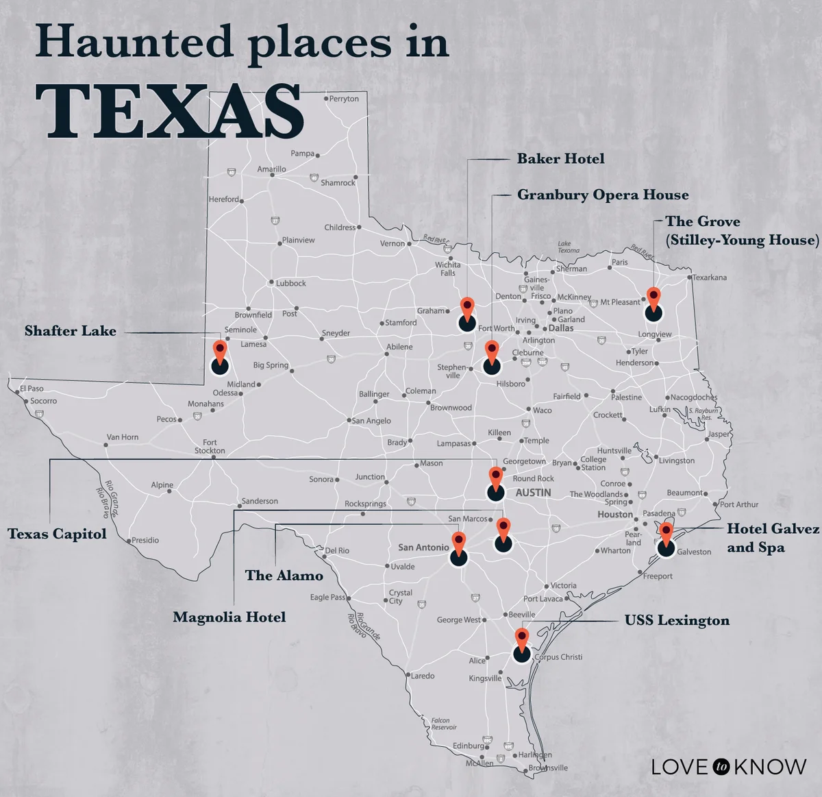 Map of Haunted Places in Texas