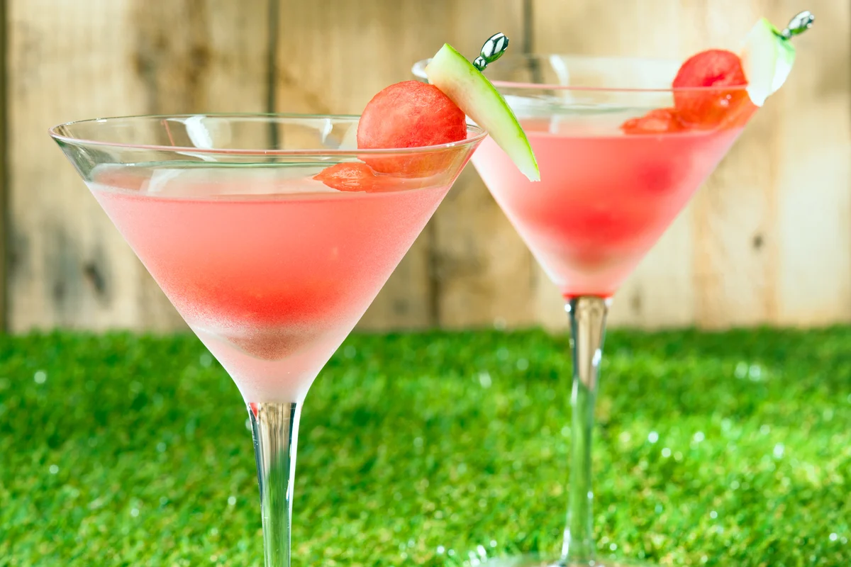 Watermelon Martini with watermelon fruit decoration
