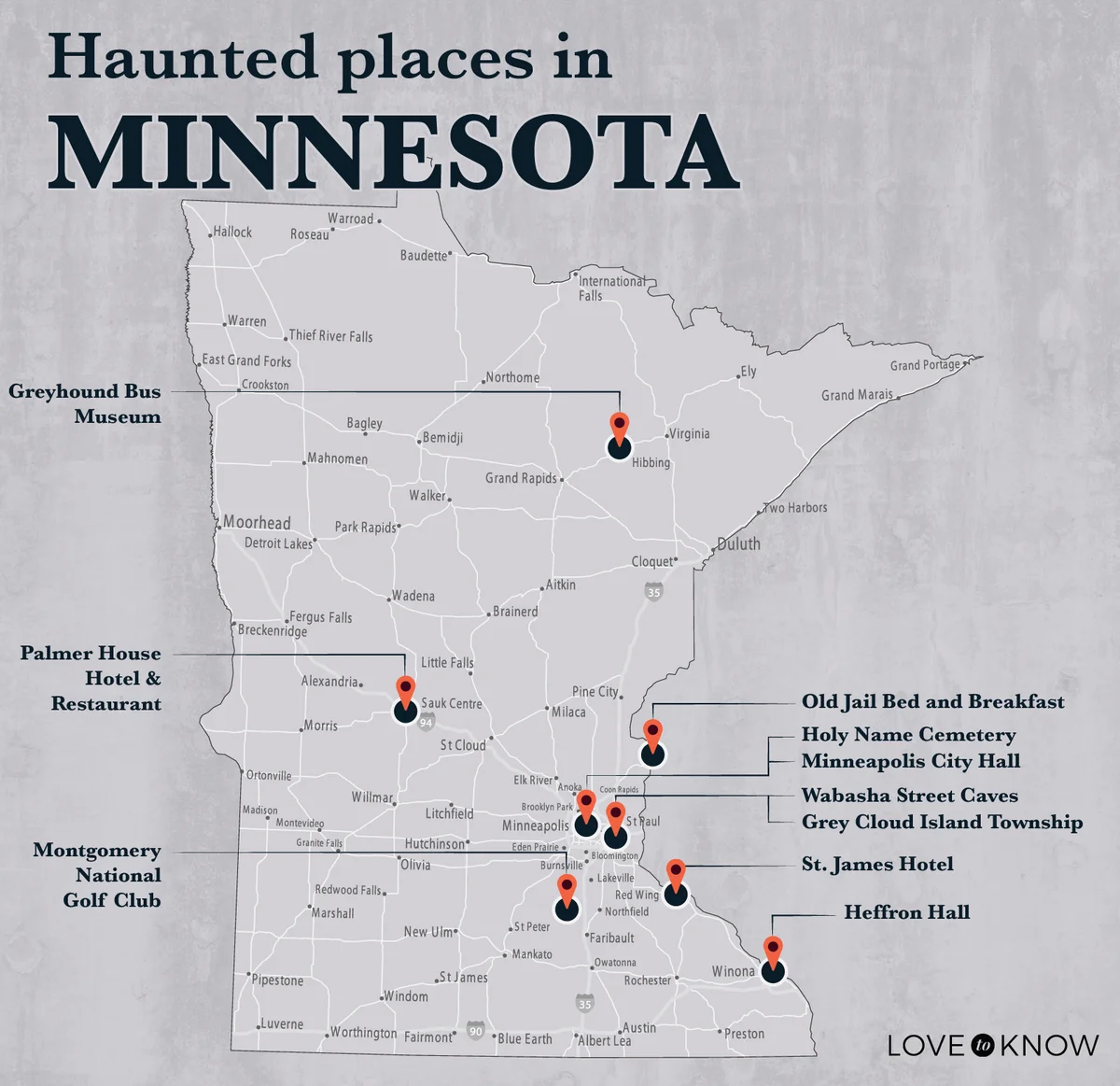 Map of Haunted Places in Minnesota