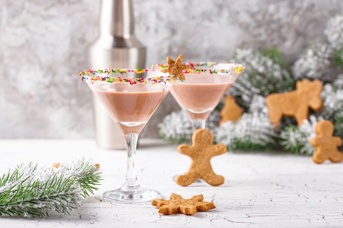 Sugar cookie martini with sprinkles rim