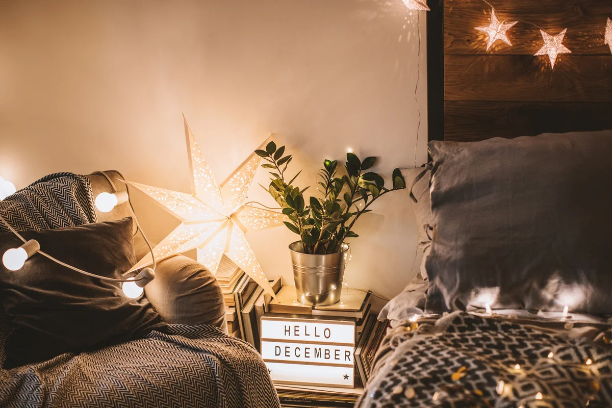 Room decorated for holiday season