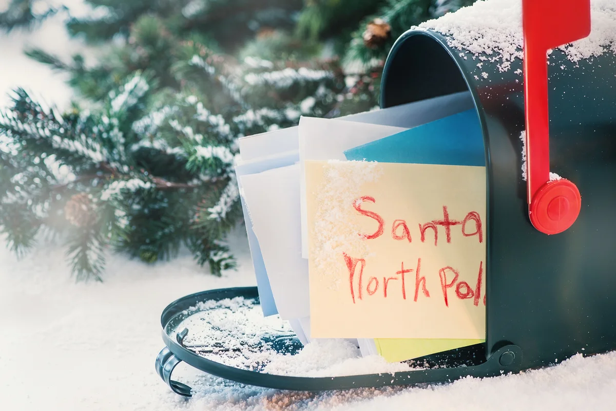 Letter to Santa Claus in mailbox