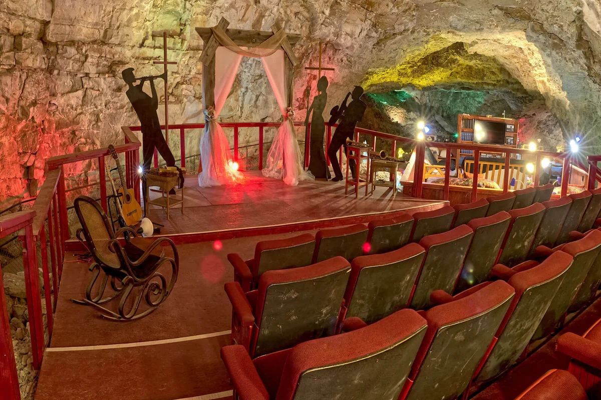 Cave Motel and wedding stage in Grand Canyon Caverns, Peach Springs, Mile Marker 115, Arizona, United States
