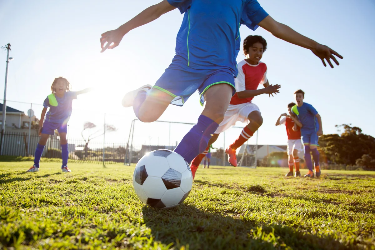 Boys playing soccer