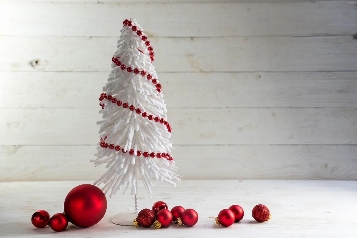 Small Christmas Tree With Red Garland