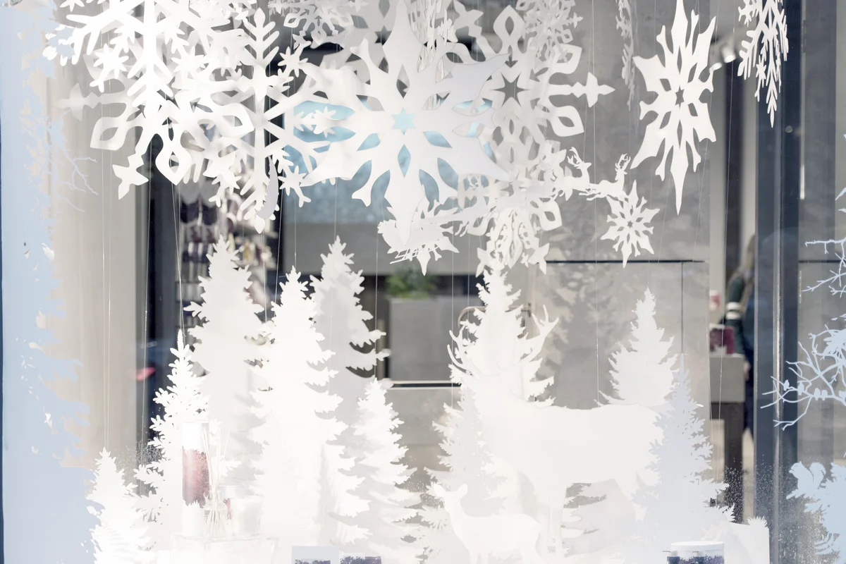 Decorative Christmas Display on Shop Window