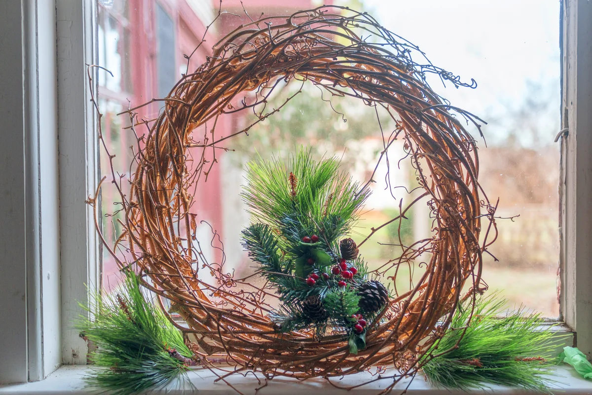 Christmas Wreath against window