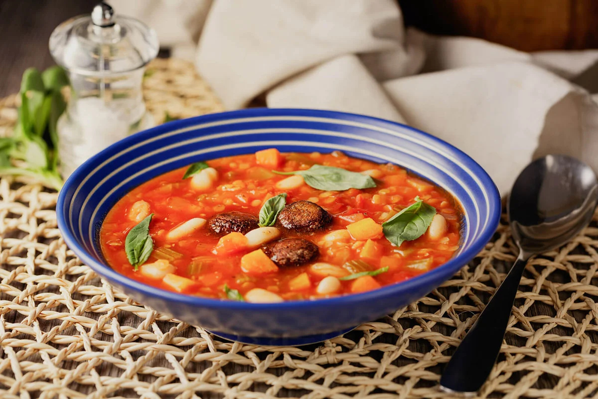 vegan gluten free minestrone with grilled mushroom