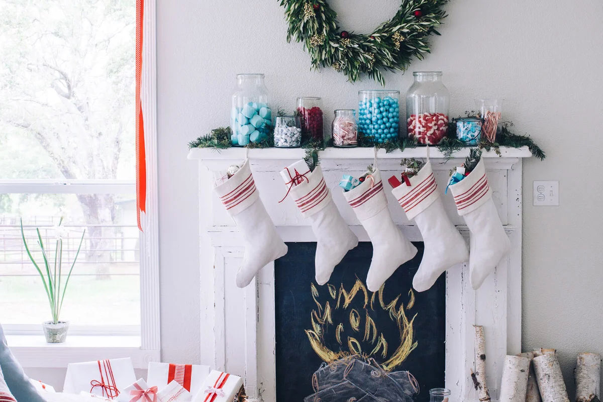 Fireplace with stockings